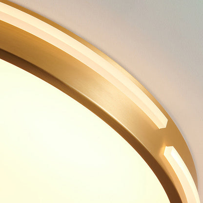 Modern Mid-century Brass Acrylic Round Line LED Flush Mount Ceiling Light For Bedroom