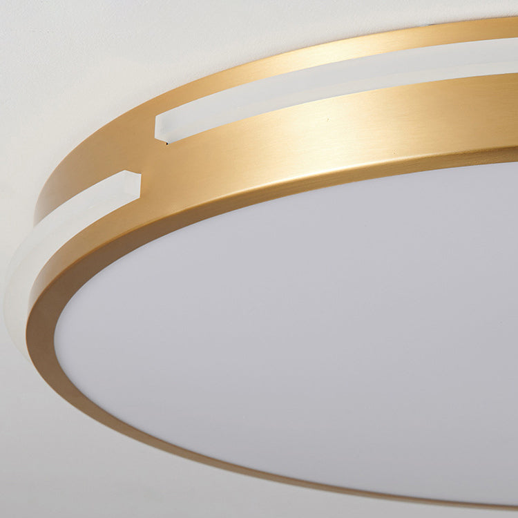 Modern Mid-century Brass Acrylic Round Line LED Flush Mount Ceiling Light For Bedroom