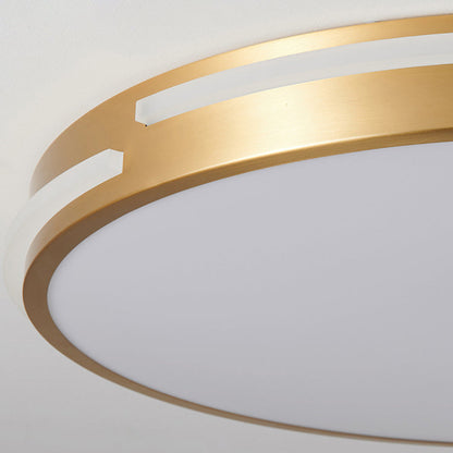 Modern Mid-century Brass Acrylic Round Line LED Flush Mount Ceiling Light For Bedroom