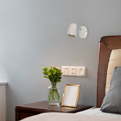 Modern Minimalist Metal Cylinder Rotatable 1-Light Wall Sconce Lamp For Bedside