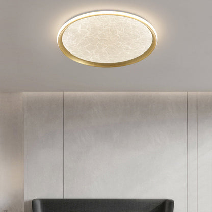 Contemporary Scandinavian Aluminum Iron Acrylic Round Silk Texture LED Flush Mount Ceiling Light For Bedroom