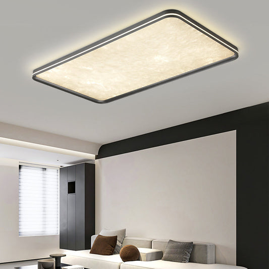 Modern Simplicity Aluminum Acrylic Rectangular Square Round Enamel Ice Flower Texture LED Flush Mount Ceiling Light For Living Room