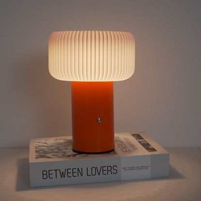 Contemporary Scandinavian Rechargeable Iron PC Cylinder Striped LED Table Lamp Night Light For Bedside