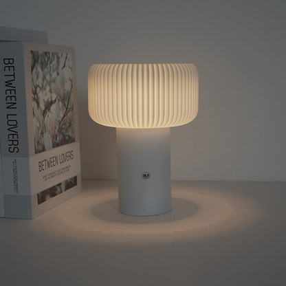 Contemporary Scandinavian Rechargeable Iron PC Cylinder Striped LED Table Lamp Night Light For Bedside