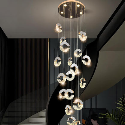 ثريات LED حديثة فاخرة من الألومنيوم والفولاذ المقاوم للصدأ على شكل حرف C لغرفة المعيشة