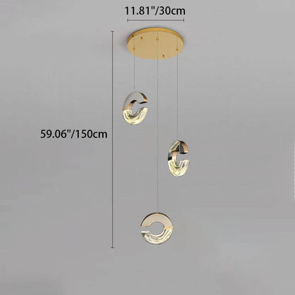ثريات LED حديثة فاخرة من الألومنيوم والفولاذ المقاوم للصدأ على شكل حرف C لغرفة المعيشة