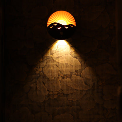 Modern Art Deco Rechargeable Battery Magnetically Round Sunrise ABS LED Wall Sconce Lamp For Hallway