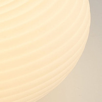 Contemporary Scandinavian Wood PE Round Striped LED Flush Mount Ceiling Light For Hallway