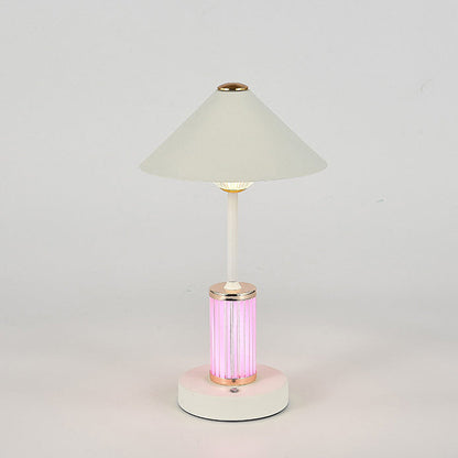 Contemporary Scandinavian Rechargeable Iron Acrylic Conic Cylinder Touch Dimming LED Table Lamp For Bedroom