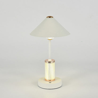 Contemporary Scandinavian Rechargeable Iron Acrylic Conic Cylinder Touch Dimming LED Table Lamp For Bedroom