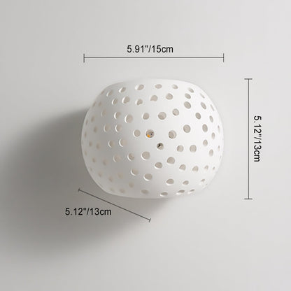 Contemporary Creative Plaster Sphere Hollowed 1-Light Wall Sconce Lamp For Bedside