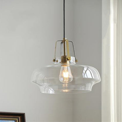 Modern Transitional Hardware Glass Round 1-Light Pendant Light For Dining Room