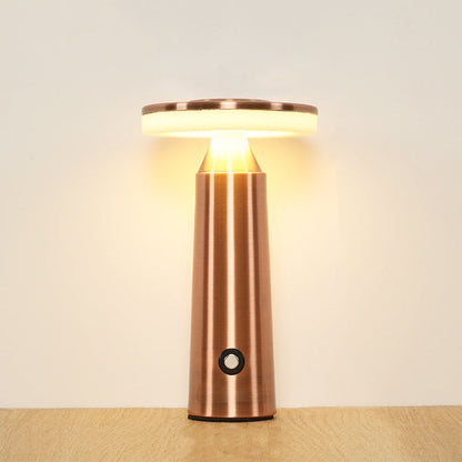 Contemporary Scandinavian Rechargeable Round Iron Acrylic LED Table Lamp Nigh Light For Bedside