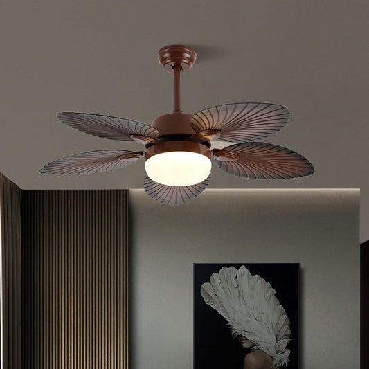 مروحة سقف LED دائرية من الأكريليك ABS بتصميم أوراق الموز بتصميم عتيق معاصر لغرفة المعيشة