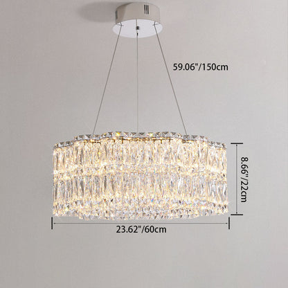 Modern Luxury Stainless Steel Crystal Round Flower LED Chandeliers For Living Room