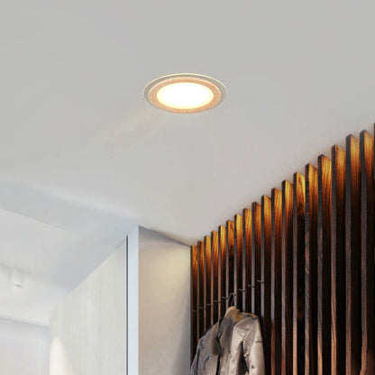 Traditional Chinese Round Square Aluminum PMMA Glass Embedded Spotlight LED Flush Mount Ceiling Light For Living Room