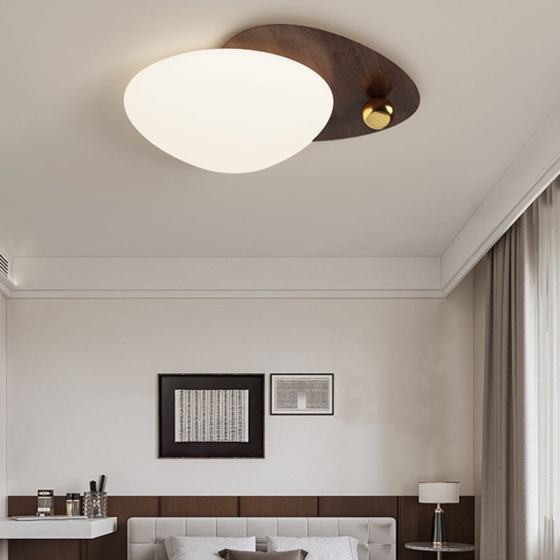 Contemporary Creative Iron Acrylic Resin Cobblestone Ball LED Flush Mount Ceiling Light For Bedroom