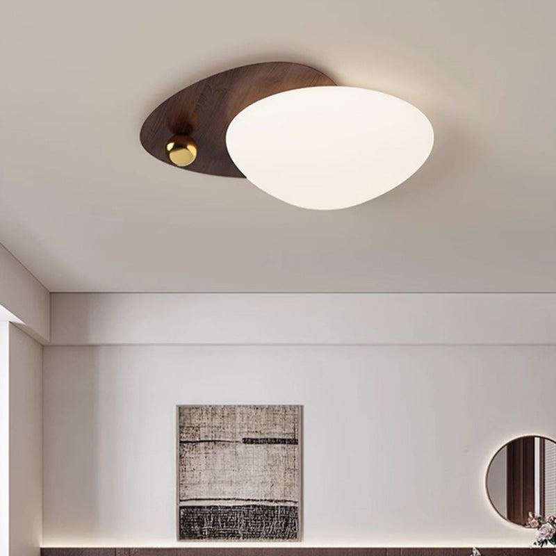 Contemporary Creative Iron Acrylic Resin Cobblestone Ball LED Flush Mount Ceiling Light For Bedroom
