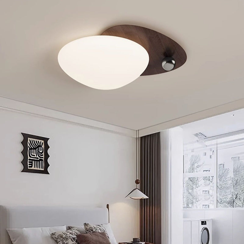 Contemporary Creative Iron Acrylic Resin Cobblestone Ball LED Flush Mount Ceiling Light For Bedroom
