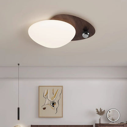 Contemporary Creative Iron Acrylic Resin Cobblestone Ball LED Flush Mount Ceiling Light For Bedroom