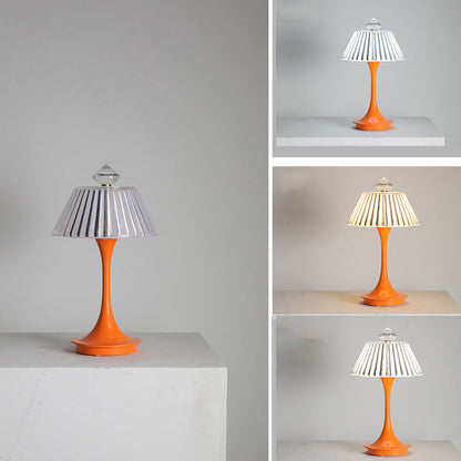 Contemporary Scandinavian Rechargeable Conic Petal ABS Acrylic LED Table Lamp For Bedside