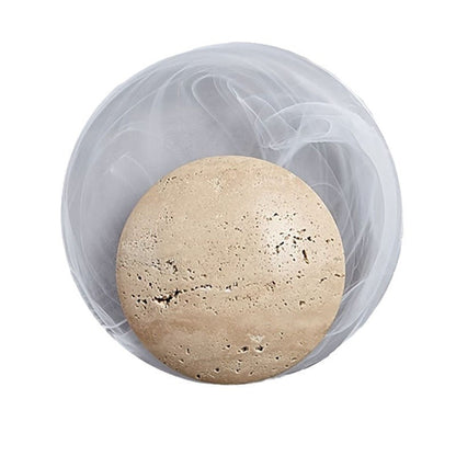 Contemporary Nordic Travertine Glass Round Smoke Textured Zipper LED Wall Sconce Lamp For Bedside