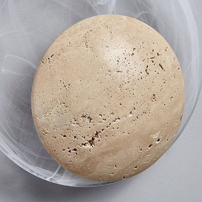 Contemporary Nordic Travertine Glass Round Smoke Textured Zipper LED Wall Sconce Lamp For Bedside