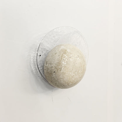 Contemporary Nordic Travertine Glass Round Smoke Textured Zipper LED Wall Sconce Lamp For Bedside