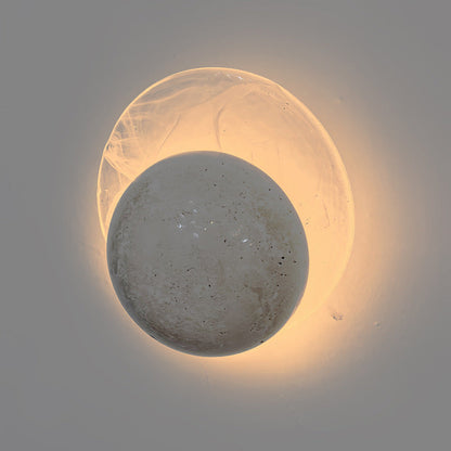 Contemporary Nordic Travertine Glass Round Smoke Textured Zipper LED Wall Sconce Lamp For Bedside