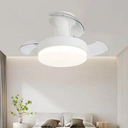 Contemporary Nordic Iron Acrylic ABS Round Stripe LED Semi-Flush Mount Ceiling Fan Light For Living Room