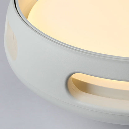 Contemporary Nordic Round Bladeless PC Acrylic LED Semi-Flush Mount Ceiling Fan Light For Bedroom