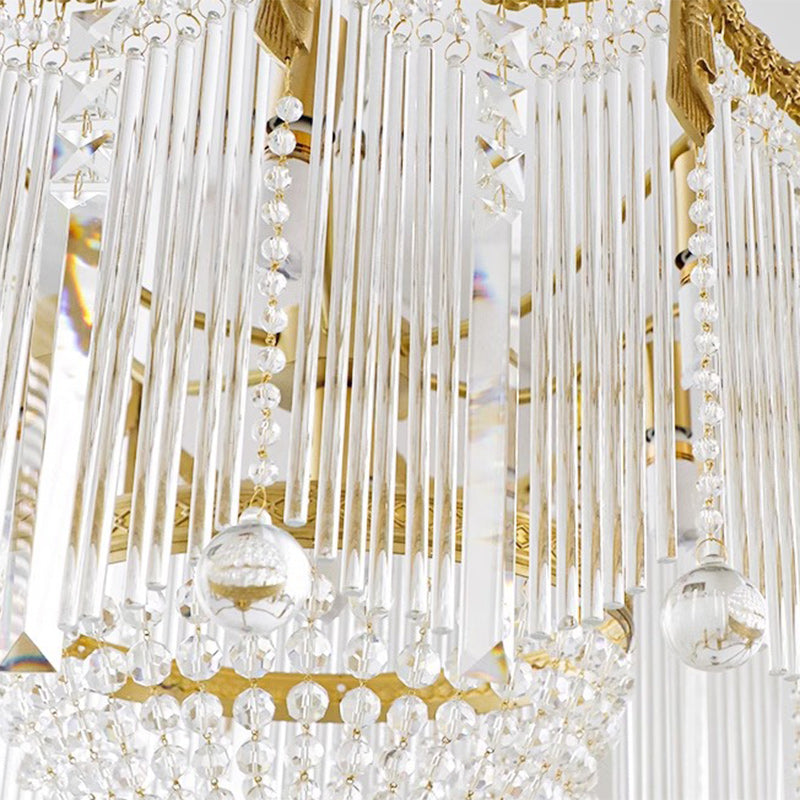 Traditional French Brass Crystal Bow Tie Tassel 4/6/8 Light Chandeliers For Living Room