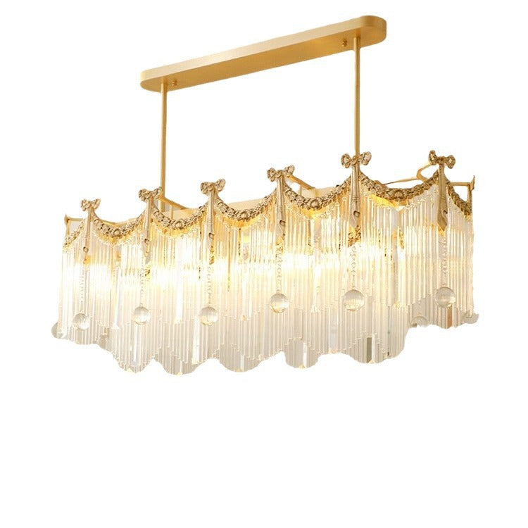 Traditional French Brass Glass Bow Tie Tassel 11/14/20 Light Chandeliers Island Light For Dining Room
