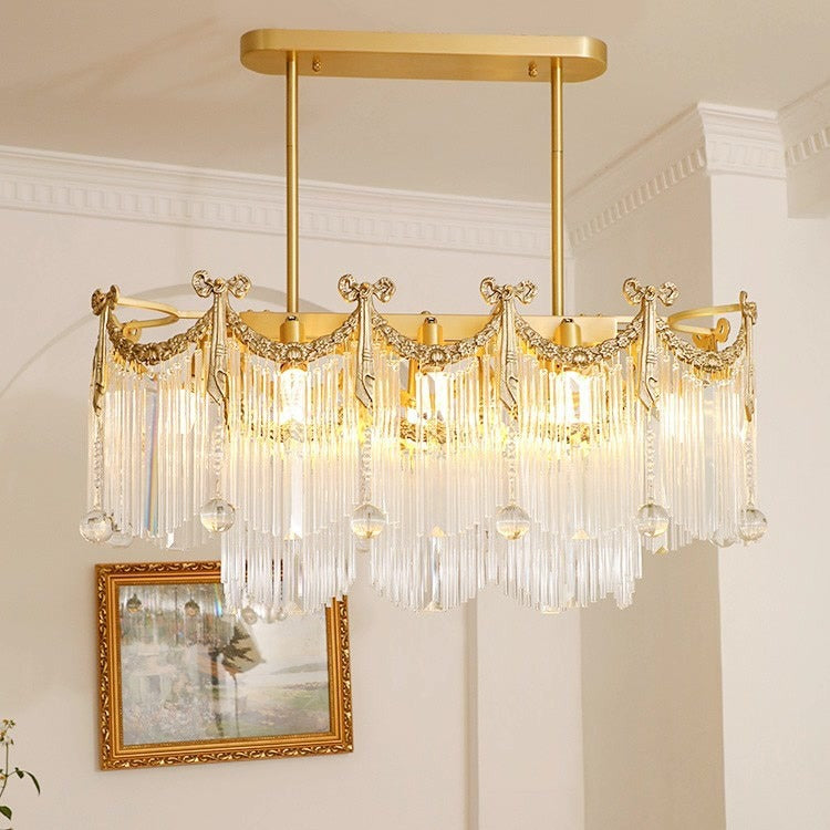 Traditional French Brass Glass Bow Tie Tassel 11/14/20 Light Chandeliers Island Light For Dining Room