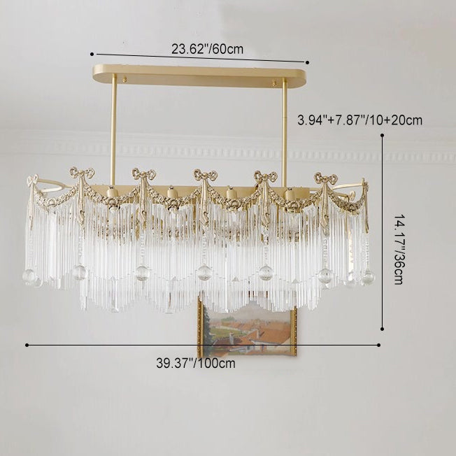 Traditional French Brass Glass Bow Tie Tassel 11/14/20 Light Chandeliers Island Light For Dining Room