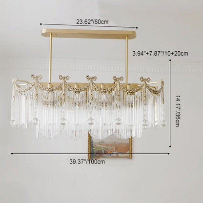 Traditional French Brass Glass Bow Tie Tassel 11/14/20 Light Chandeliers Island Light For Dining Room
