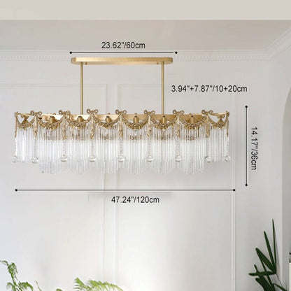 Traditional French Brass Glass Bow Tie Tassel 11/14/20 Light Chandeliers Island Light For Dining Room