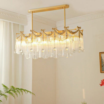 Traditional French Brass Glass Bow Tie Tassel 11/14/20 Light Chandeliers Island Light For Dining Room