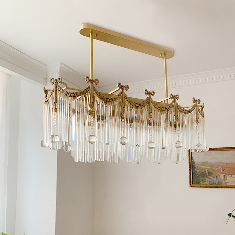 Traditional French Brass Glass Bow Tie Tassel 11/14/20 Light Chandeliers Island Light For Dining Room