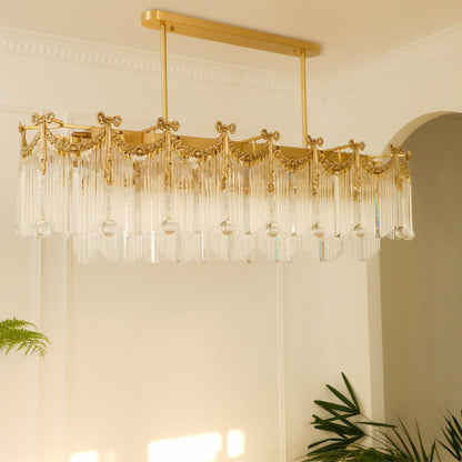 Traditional French Brass Glass Bow Tie Tassel 11/14/20 Light Chandeliers Island Light For Dining Room