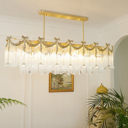 Traditional French Brass Glass Bow Tie Tassel 11/14/20 Light Chandeliers Island Light For Dining Room