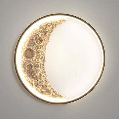مصباح حائط LED بتصميم دائري على شكل قمر من الراتنج بتصميم آرت ديكو عصري للممر