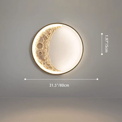 مصباح حائط LED بتصميم دائري على شكل قمر من الراتنج بتصميم آرت ديكو عصري للممر