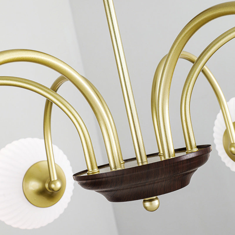 Traditional French Iron Glass Striped Ball 3/4/5/6/8 Light Chandeliers For Living Room