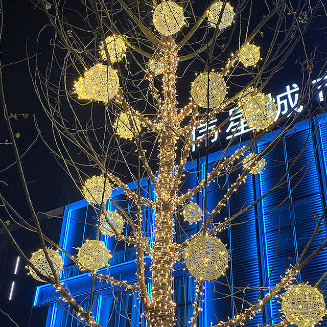 Modern Art Deco Solar Waterproof Weaving Ball Hanging PVC Plastic LED Outdoor Light Landscape Lighting For Garden