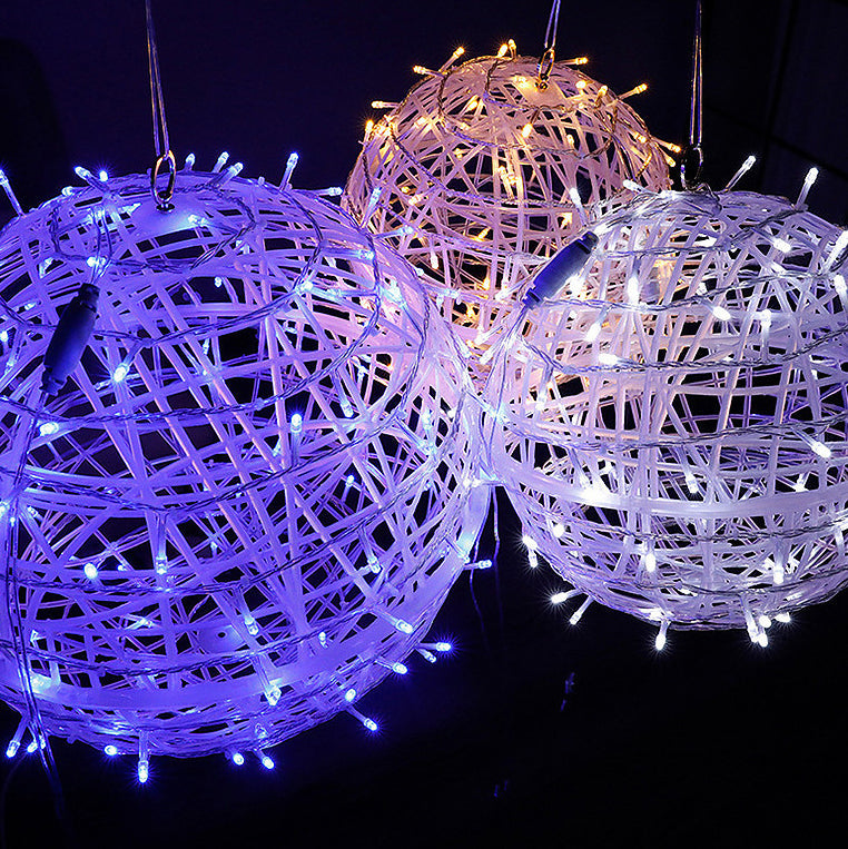 Modern Art Deco Solar Waterproof Weaving Ball Hanging PVC Plastic LED Outdoor Light Landscape Lighting For Garden