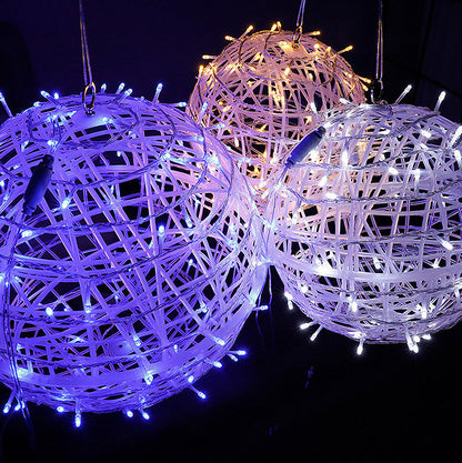 Modern Art Deco Solar Waterproof Weaving Ball Hanging PVC Plastic LED Outdoor Light Landscape Lighting For Garden