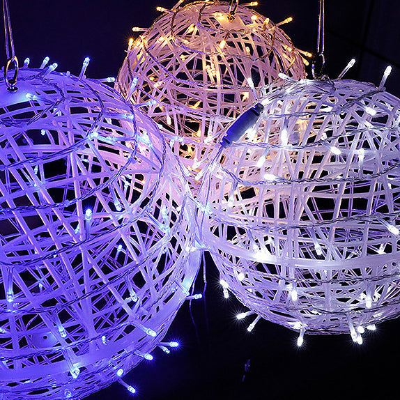 Modern Art Deco Solar Waterproof Weaving Ball Hanging PVC Plastic LED Outdoor Light Landscape Lighting For Garden
