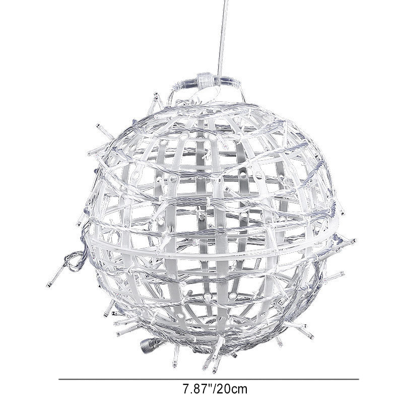 Modern Art Deco Solar Waterproof Weaving Ball Hanging PVC Plastic LED Outdoor Light Landscape Lighting For Garden