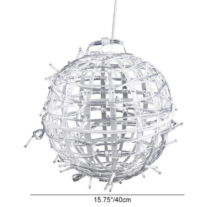 Modern Art Deco Solar Waterproof Weaving Ball Hanging PVC Plastic LED Outdoor Light Landscape Lighting For Garden